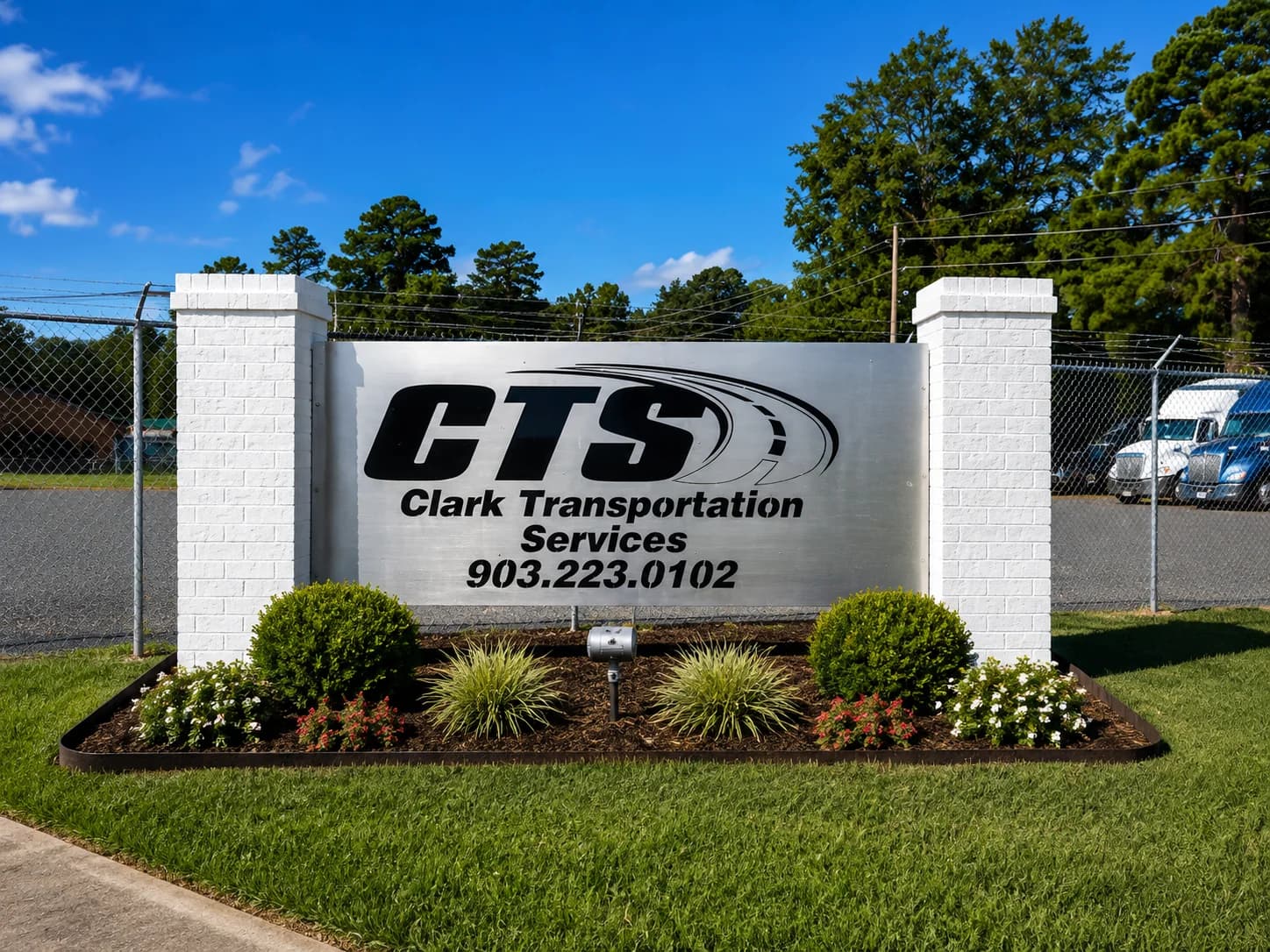 Clark Transportation Services sign at the Texarkana yard